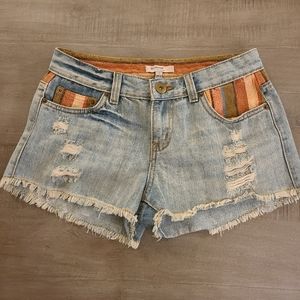 Blu Pepper Distressed Denim Shorts  - size S